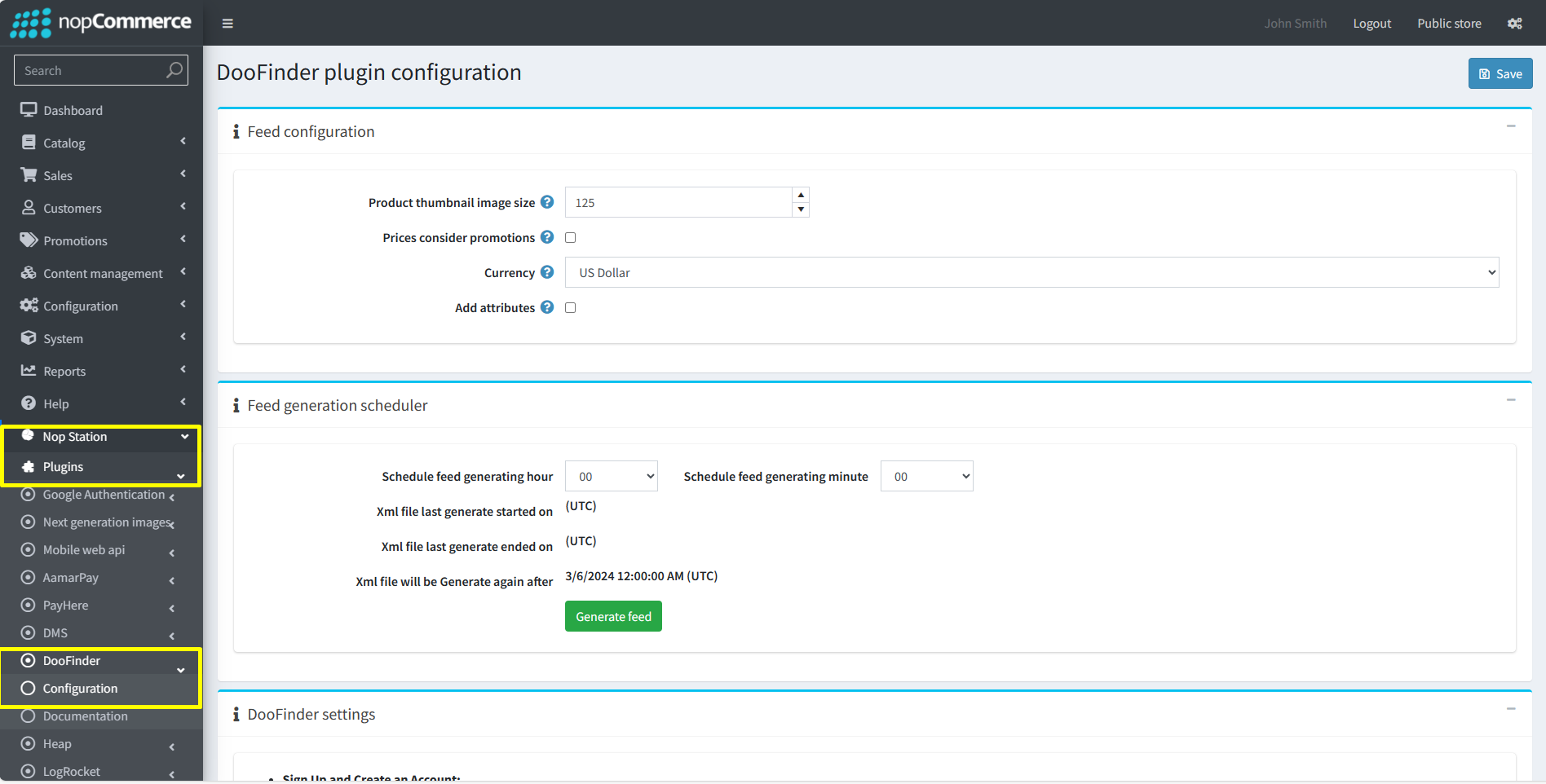 DooFinder Configuration Page